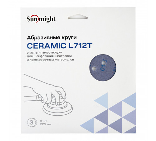 Диск шлифовальный Sunmight Ceramic d225 мм P240 на липучку пленочная основа (3 шт.) (78012R3) Диск шлифовальный Sunmight Ceramic d225 мм P240 на липучку пленочная основа (3 шт.) (78012R3)