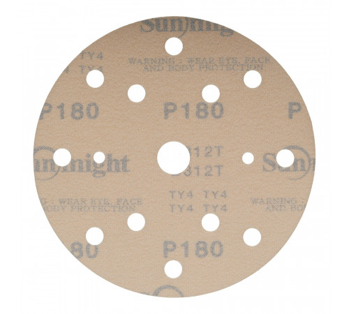 Диск шлифовальный Sunmight Gold d150 мм P180 на липучку бумажная основа (5 шт.) Диск шлифовальный Sunmight Gold d150 мм P180 на липучку бумажная основа (5 шт.)