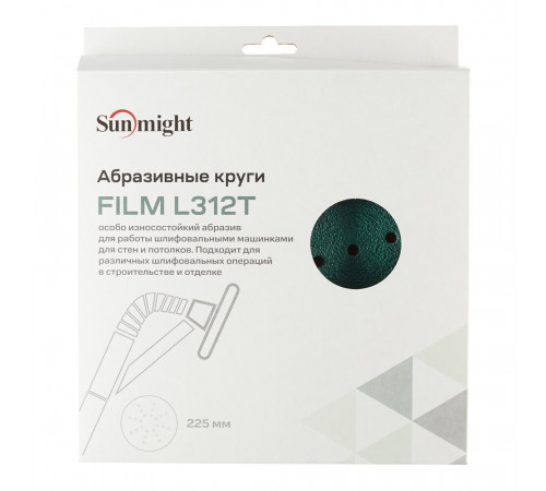 Диск шлифовальный Sunmight Film L312T d225 мм P40 на липучку пленочная основа (5 шт.) (53503R) Диск шлифовальный Sunmight Film L312T d225 мм P40 на липучку пленочная основа (5 шт.) (53503R)
