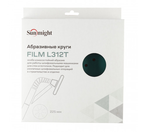 Диск шлифовальный Sunmight Film L312T d225 мм P100 на липучку пленочная основа (5 шт.) (53507R) Диск шлифовальный Sunmight Film L312T d225 мм P100 на липучку пленочная основа (5 шт.) (53507R)