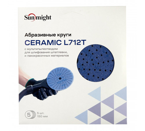 Диск шлифовальный Sunmight Ceramic d150 мм P100 на липучку пленочная основа (5 шт.) Диск шлифовальный Sunmight Ceramic d150 мм P100 на липучку пленочная основа (5 шт.)