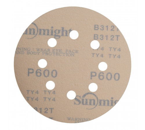 Диск шлифовальный Sunmight Gold d125 мм P600 на липучку бумажная основа (5 шт.) Диск шлифовальный Sunmight Gold d125 мм P600 на липучку бумажная основа (5 шт.)