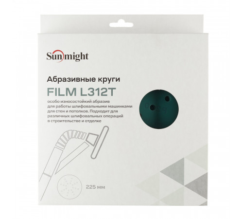 Диск шлифовальный Sunmight Film L312T d225 мм P240 на липучку пленочная основа (5 шт.) (53512R) Диск шлифовальный Sunmight Film L312T d225 мм P240 на липучку пленочная основа (5 шт.) (53512R)
