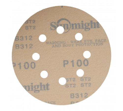 Диск шлифовальный Sunmight Gold d125 мм P100 на липучку бумажная основа (5 шт.) Диск шлифовальный Sunmight Gold d125 мм P100 на липучку бумажная основа (5 шт.)