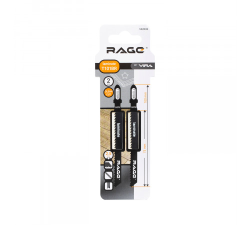 Пилки для лобзика Rage by Vira T101BR (552033) по дереву L75 мм чистый рез (2 шт.)