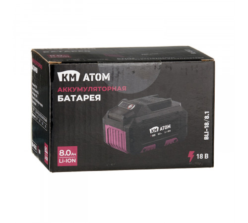Аккумулятор КМ АТОМ 18 В 8Ач Li-Ion (BLI-18/8.1) Аккумулятор КМ АТОМ 18 В 8Ач Li-Ion (BLI-18/8.1)