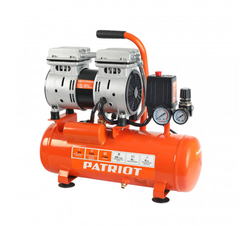 Компрессор безмасляный Patriot WO 10-120 10 л 0,65 кВт (525306370) Компрессор безмасляный Patriot WO 10-120 10 л 0,65 кВт (525306370)
