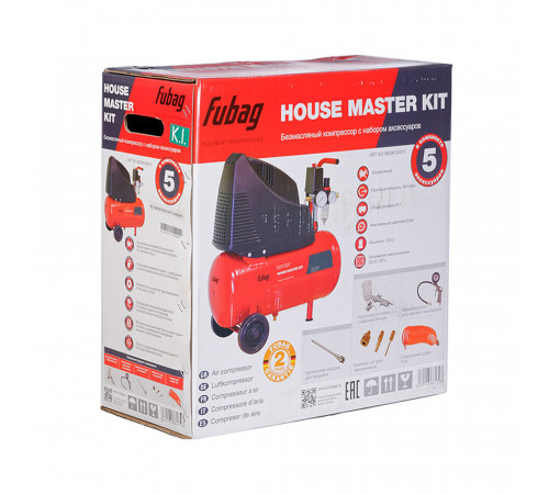 Компрессор безмасляный Fubag House Master Kit 24 л 1,1 кВт (646029) Компрессор безмасляный Fubag House Master Kit 24 л 1,1 кВт (646029)