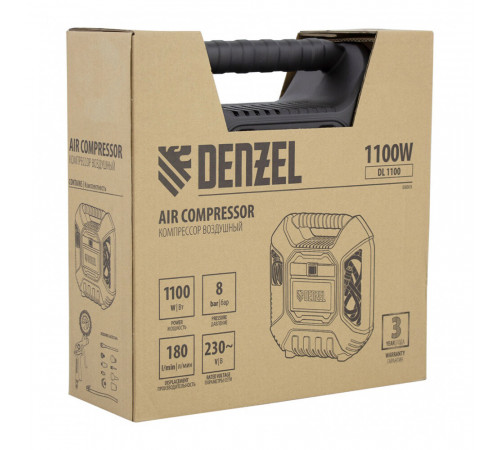 Компрессор безмасляный Denzel DL1100 1,1 кВт с набором насадок (58005) Компрессор безмасляный Denzel DL1100 1,1 кВт с набором насадок (58005)