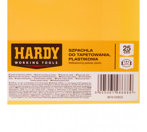 Шпатель для обоев Hardy 250 мм пластиковый с пластиковой ручкой (0610-550025) Шпатель для обоев Hardy 250 мм пластиковый с пластиковой ручкой (0610-550025)