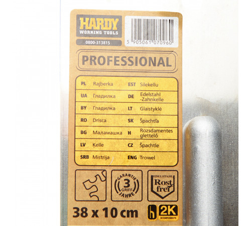 Гладилка зубчатая Hardy Profi серия 31 (0800-313815) 380x100 мм зуб tiger с двухкомпонентной профилированной ручкой Гладилка зубчатая Hardy Profi серия 31 (0800-313815) 380x100 мм зуб tiger с двухкомпонентной профилированной ручкой