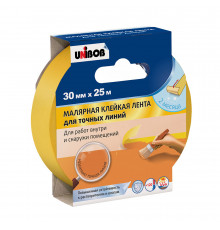 Лента малярная Unibob для четкого края желтая 30 мм 25 м