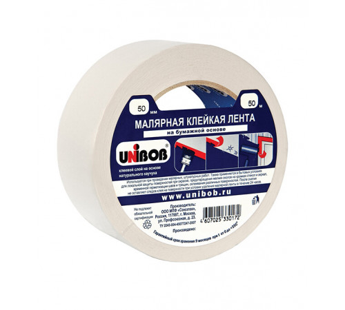 Лента малярная Unibob белая 50 мм 50 м