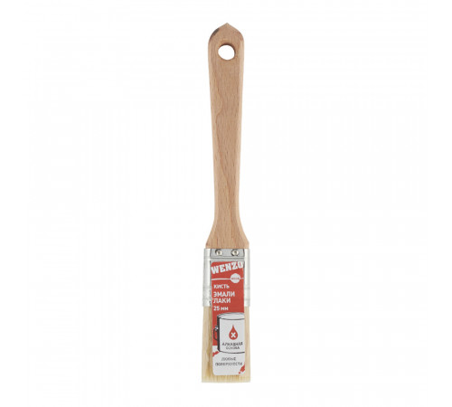 Кисть плоская натуральная щетина деревянная ручка Wenzo Wood 25х12 мм для эмалей и лаков на алкидной основе Кисть плоская натуральная щетина деревянная ручка Wenzo Wood 25х12 мм для эмалей и лаков на алкидной основе
