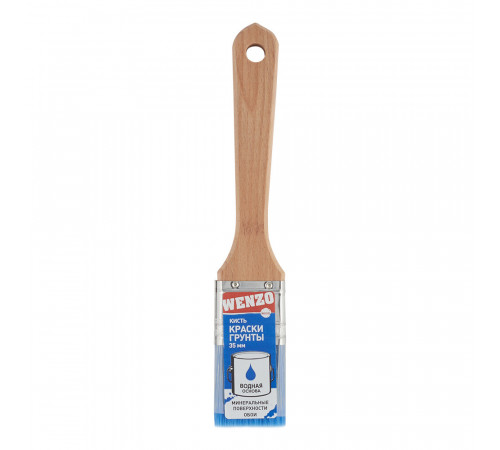 Кисть плоская смешанная щетина деревянная ручка Wenzo Wood 35х12 мм для красок на водной основе