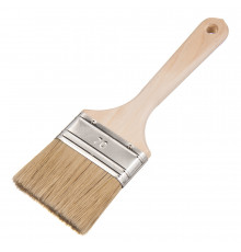 Кисть плоская натуральная щетина деревянная ручка Wenzo Wood 70х14 мм для эмалей и лаков на алкидной основе