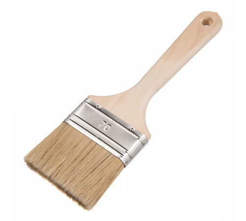 Кисть плоская натуральная щетина деревянная ручка Wenzo Wood 70х14 мм для эмалей и лаков на алкидной основе