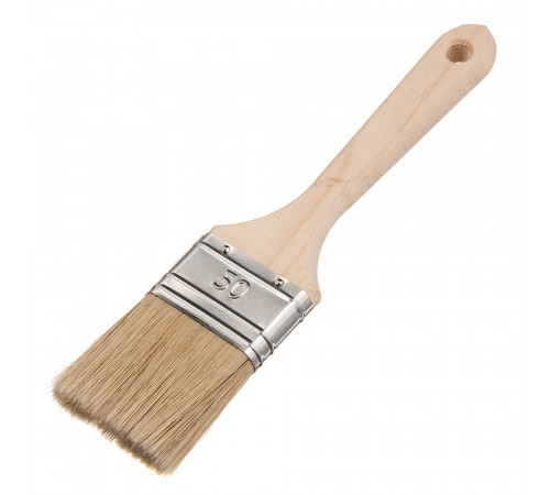 Кисть плоская натуральная щетина деревянная ручка Wenzo Wood 50х14 мм для эмалей и лаков на алкидной основе