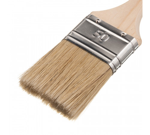 Кисть плоская натуральная щетина деревянная ручка Wenzo Wood 50х14 мм для эмалей и лаков на алкидной основе