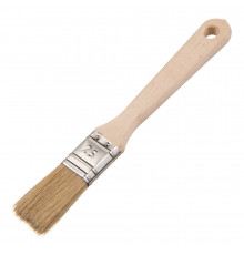 Кисть плоская натуральная щетина деревянная ручка Wenzo Wood 25х12 мм для эмалей и лаков на алкидной основе