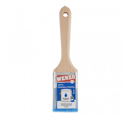 Кисть плоская смешанная щетина деревянная ручка Wenzo Wood 50х14 мм для красок на водной основе