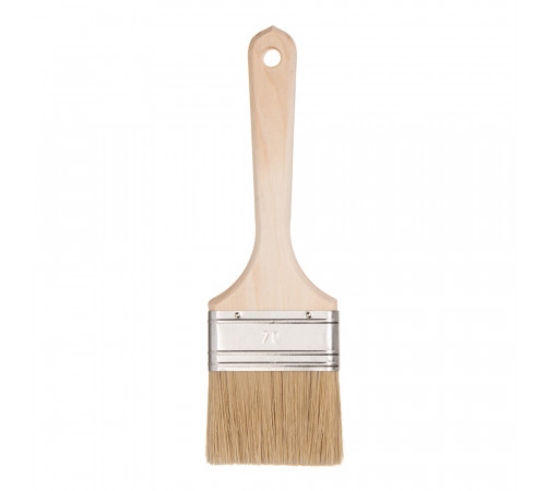 Кисть плоская натуральная щетина деревянная ручка Wenzo Wood 70х14 мм для эмалей и лаков на алкидной основе
