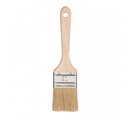 Кисть плоская натуральная щетина деревянная ручка Wenzo Wood 50х14 мм для эмалей и лаков на алкидной основе