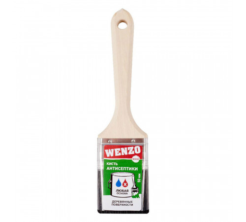 Кисть плоская смешанная щетина деревянная ручка Wenzo Wood 50х14 мм для антисептиков Кисть плоская смешанная щетина деревянная ручка Wenzo Wood 50х14 мм для антисептиков