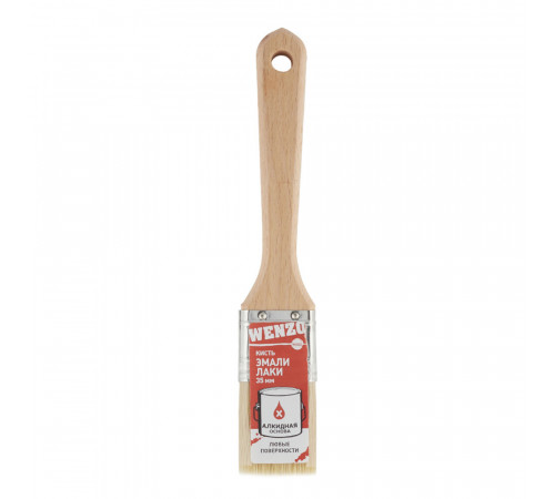 Кисть плоская натуральная щетина деревянная ручка Wenzo Wood 35х12 мм для эмалей и лаков на алкидной основе Кисть плоская натуральная щетина деревянная ручка Wenzo Wood 35х12 мм для эмалей и лаков на алкидной основе