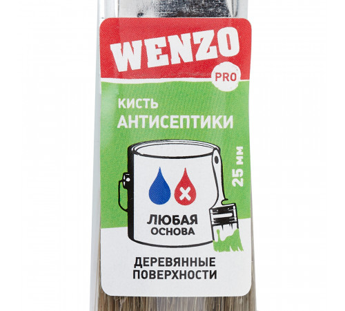 Кисть плоская смешанная щетина пластиковая ручка Wenzo Pro 25х10 мм для антисептиков Кисть плоская смешанная щетина пластиковая ручка Wenzo Pro 25х10 мм для антисептиков