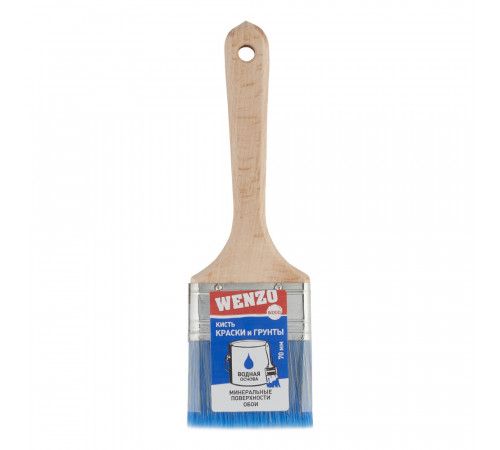 Кисть плоская смешанная щетина деревянная ручка Wenzo Wood 70х14 мм для красок на водной основе