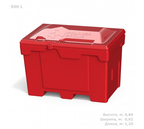 Ящик для песка и реагентов полиэтиленовый Polimer Group красный 500 л