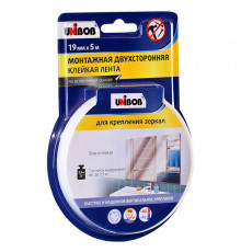 Лента клейкая монтажная для зеркал Unibob двусторонняя 19 мм 5 м