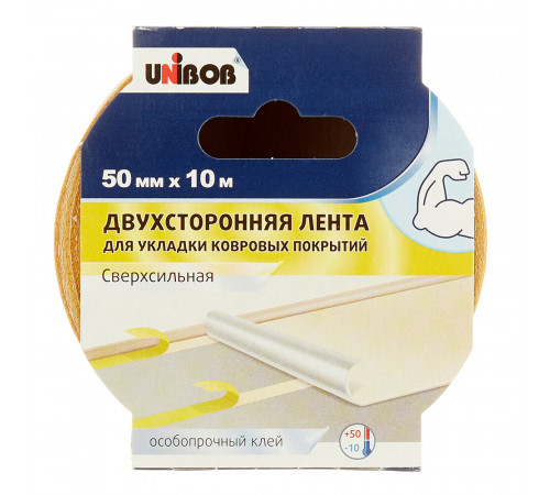 Лента клейкая для укладки ковровых покрытий Unibob 50 мм 10 м Лента клейкая для укладки ковровых покрытий Unibob 50 мм 10 м