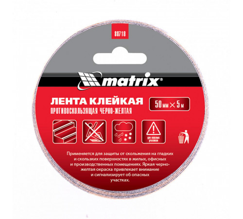 Лента противоскользящая Matrix желто-черные полоски 50 мм 5 м Лента противоскользящая Matrix желто-черные полоски 50 мм 5 м