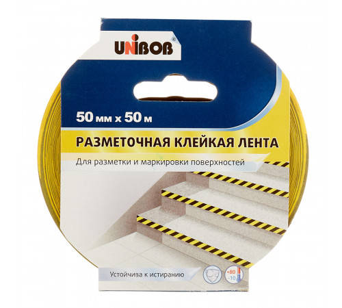 Лента сигнальная Unibob желто-черные полоски 50 мм 50 м Лента сигнальная Unibob желто-черные полоски 50 мм 50 м