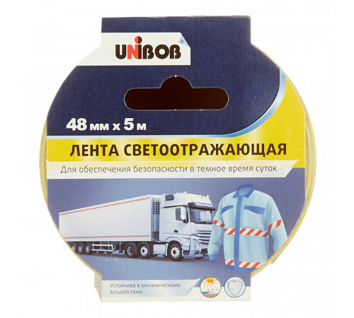 Лента сигнальная светоотражающая Unibob красно-белая 48 мм 5 м Лента сигнальная светоотражающая Unibob красно-белая 48 мм 5 м