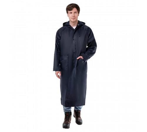 Плащ влагозащитный унисекс нейлон с ПВХ покрытием КМ (one size) рост 180-186 см синий