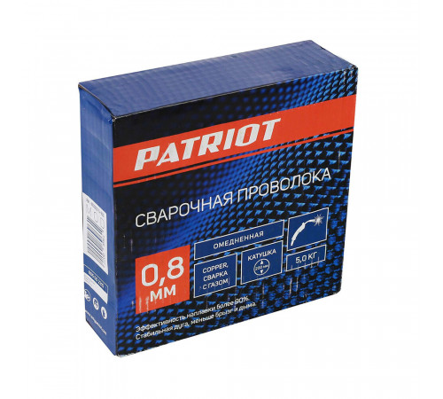 Сварочная проволока для низкоуглеродистых сталей Patriot омедненная d0,8 мм 5 кг (605002215) Сварочная проволока для низкоуглеродистых сталей Patriot омедненная d0,8 мм 5 кг (605002215)