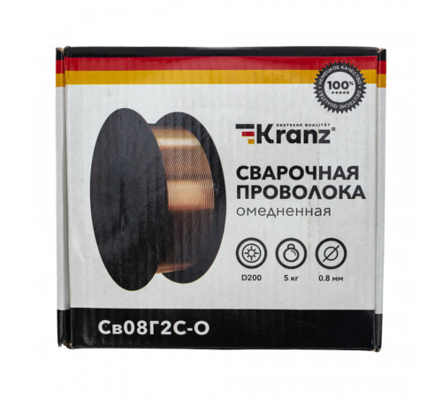 Сварочная проволока Kranz Св08Г2С-О ER70S-6 SG2 омедненная d0,8 мм 5 кг (KR-11-0981-5) Сварочная проволока Kranz Св08Г2С-О ER70S-6 SG2 омедненная d0,8 мм 5 кг (KR-11-0981-5)