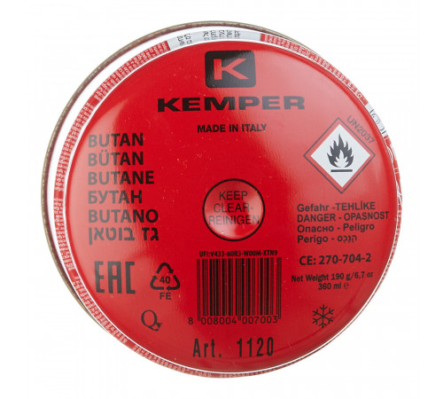 Баллон газовый Kemper прокалываемый 0,36 л Баллон газовый Kemper прокалываемый 0,36 л