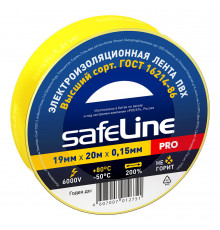 Изолента Safeline ПВХ желтая 19 мм 20 м