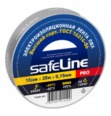 Изолента Safeline ПВХ серо-стальная 15 мм 20 м