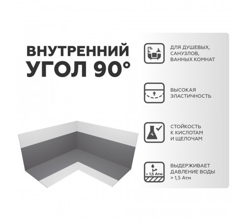 Угол гидроизоляционный внутренний Plitonit ГидроЛента 120х140 мм (2 шт.) Угол гидроизоляционный внутренний Plitonit ГидроЛента 120х140 мм (2 шт.)