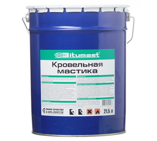 Мастика битумная кровельная Bitumast 18 кг/21,5 л Мастика битумная кровельная Bitumast 18 кг/21,5 л