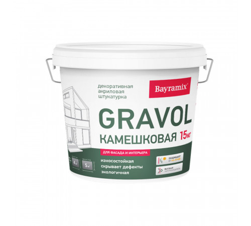 Штукатурка декоративная Bayramix Gravol камешковая gr 001 белая 1,5 мм 15 кг Штукатурка декоративная Bayramix Gravol камешковая gr 001 белая 1,5 мм 15 кг