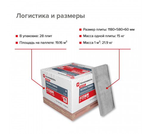 Сэндвич-панель Технониколь Ц-XPS Теплостяжка Мастер 60х580х1180 мм Сэндвич-панель Технониколь Ц-XPS Теплостяжка Мастер 60х580х1180 мм