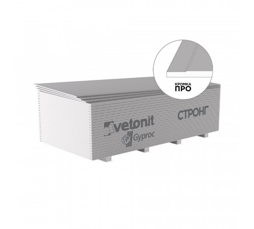 Гипсокартон Vetonit (Gyproc) Стронг 2500х1200х15 мм высокопрочный Гипсокартон Vetonit (Gyproc) Стронг 2500х1200х15 мм высокопрочный