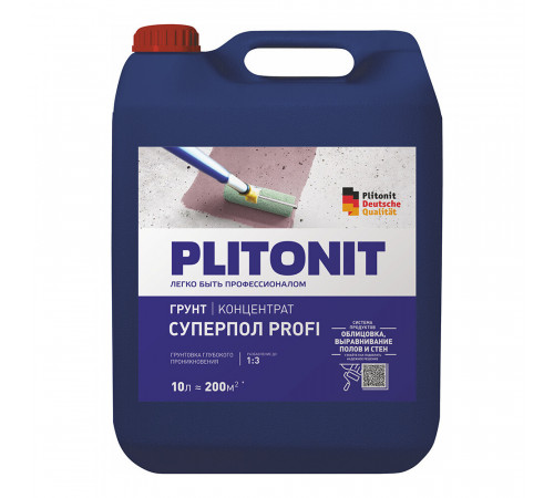 Грунт Plitonit СуперПол Profi глубокого проникновения 10 л концентрат 1:3