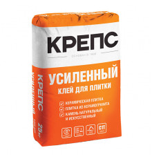 Клей для плитки/ керамогранита/ камня Крепс Усиленный серый класс C1 T 25 кг